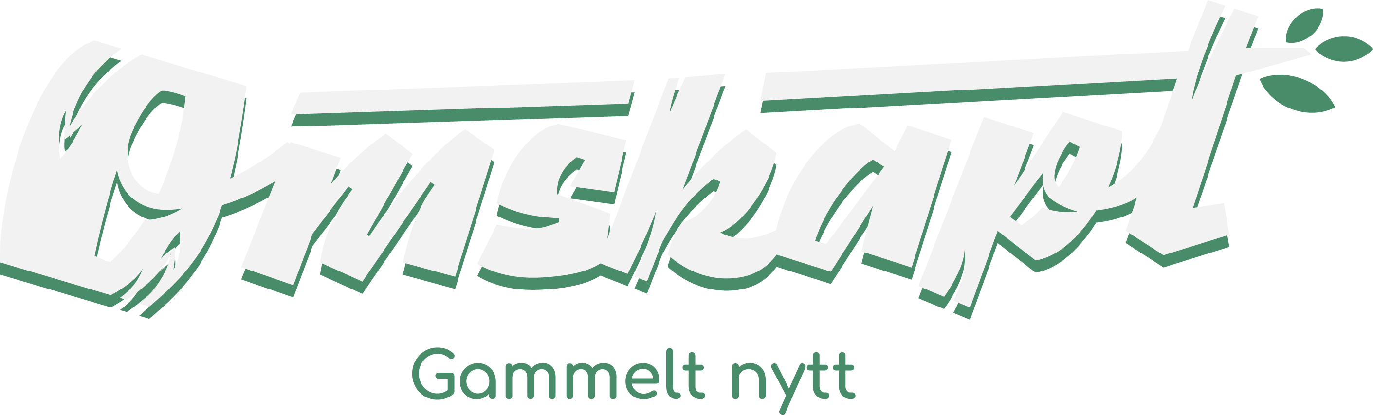 Omskapt-logoen i hvitt